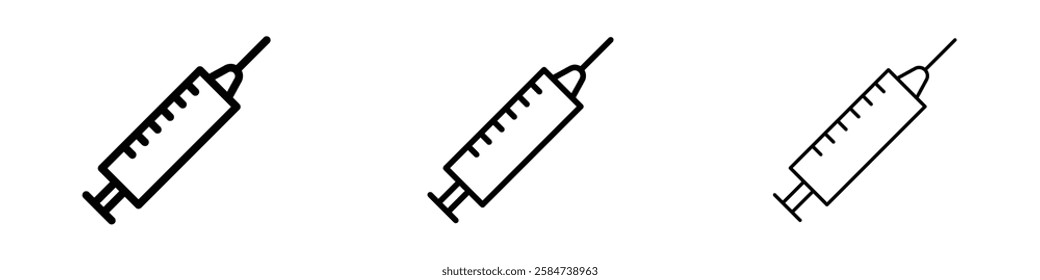 Syringe icons in three different stroke lines