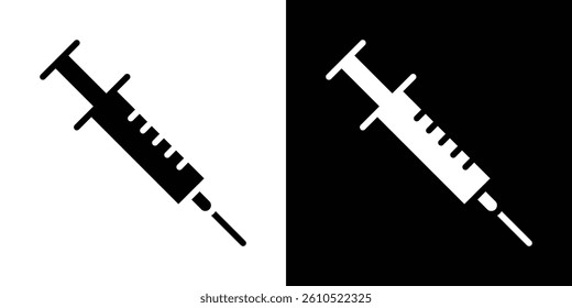 Syringe icons vector set in solid flat style