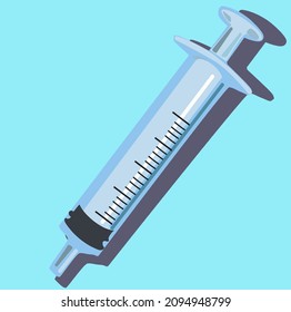 syringe illustrated on blue background vector