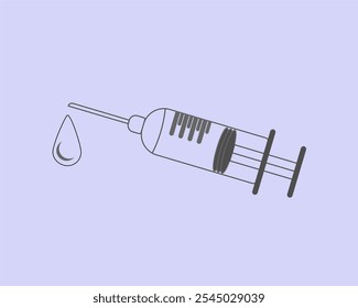 Syringe illustration. Close-up of a medical professional giving an injection using a syringe in a sterile environment. Suitable for projects related to medical, health or vaccination.