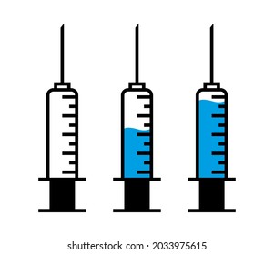 Syringe illustration. Simple vector illustration of a vaccine. Idea of vaccine injection for protection from disease. Medical treatment and healthcare. Immunization metaphor. Vector flat illustration.