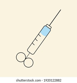 Syringe illustration. Vaccination.  Injection. Vector 