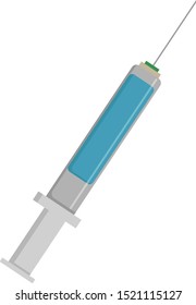 Syringe, illustration, vector on white background.