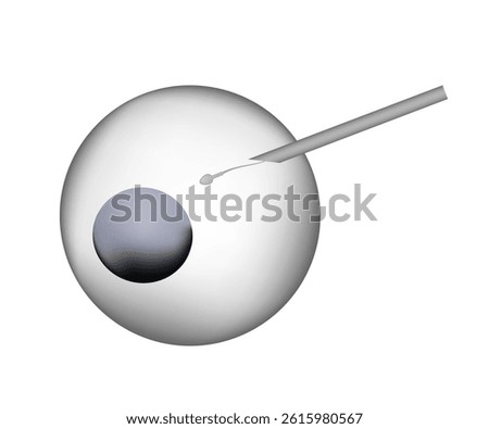 Syringe injecting sperm into egg cell representing artificial insemination process, in vitro fertilization, reproductive technologies and human reproduction