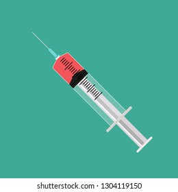 Syringe for injection. Syringe for blood analysis.