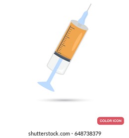 Syringe with injection color flat icon for web and mobile design