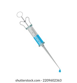 Syringe for injection. First aid