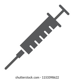 Syringe injection glyph icon, medical and hospital, needle sign, vector graphics, a solid pattern on a white background, eps 10.