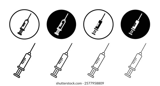 Syringe injection icon black and white vector sign