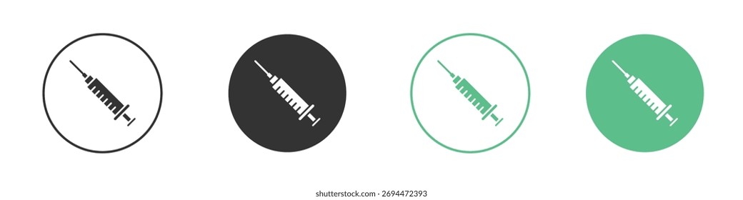 Syringe injection icon for design and web.