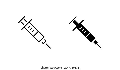 Icono de la inyección de jeringas Icono de inyección Trazo editable. Jeringa de plástico médico. Ilustración simple del icono vectorial de la jeringa de medicina para la web