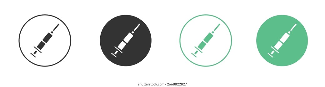 Spritze Injektionssymbol Minimal Flat Line Vektor Icon Set.