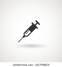 Syringe Injection Icon. Plastic medical syringe needle