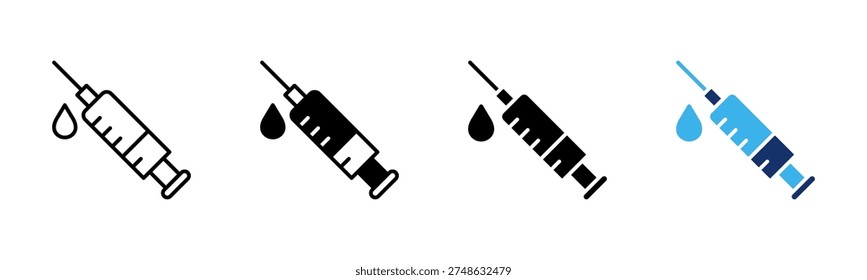 Syringe Injection icon set multiple style collection
