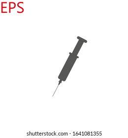 Syringe, injection icon vector, filled flat sign, solid pictogram isolated on white. Symbol, logo illustration. Pixel perfect.