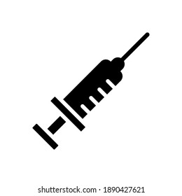 Spritze, Injektionssymbol, Vektorgrafik, gefülltes Flachzeichen, festes Piktogramm einzeln auf Weiß. Symbol, Logo-Abbildung. Pixel perfekt, einfaches Design, perfekt für alle Projekte