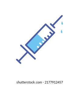 Syringe, injection icon vector, filled flat sign, solid pictogram isolated on white. Symbol, logo illustration. Icon plastic medical syringe with needle and vial in flat style, concept of vaccination,