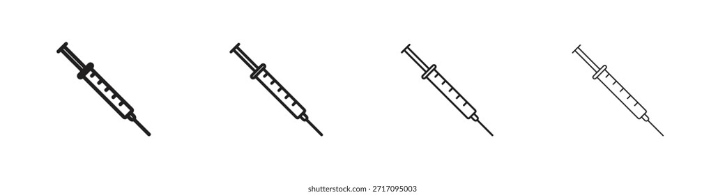 Ícone de injeção da seringa. Pictogramas isolados por vetor.