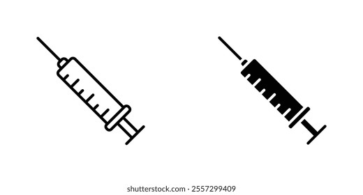 Syringe injection Icon vector. liner and flat style icons set.