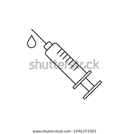 Syringe injection icon vector, medicine medical line icon 