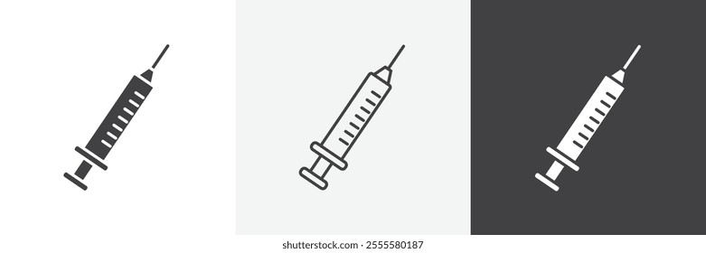 Syringe injection icon vector set for ui designs