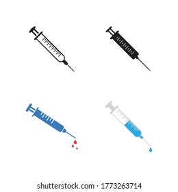Syringe injection icon vector template and symbol
