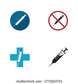Syringe injection icon vector template and symbol