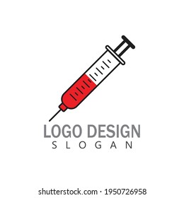 Syringe injection icon vector template and symbol