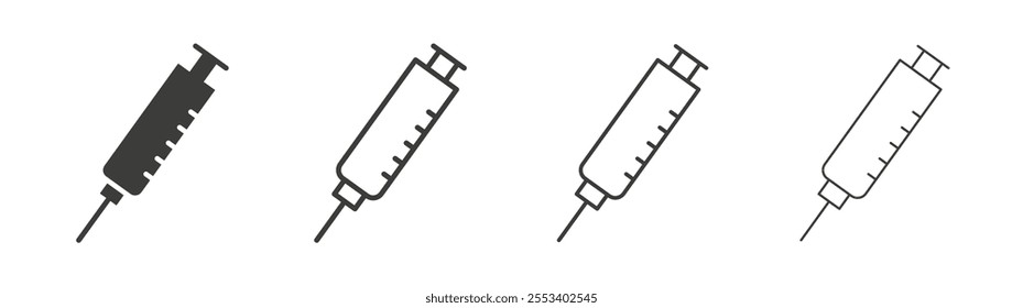 Syringe injection icons collection. vector set in black color
