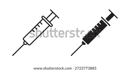 Syringe injection icons, vector symbols. filled flat sign
