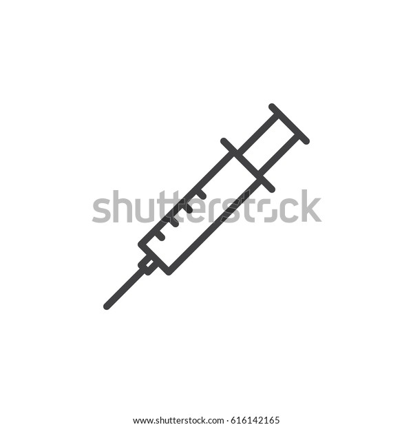 注射器 注射線のアイコン 輪郭ベクター記号 白い背景に線形の絵文字 シンボル ロゴイラスト 編集可能なストローク ピクセル パーフェクト のベクター画像素材 ロイヤリティフリー