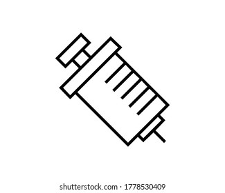 Syringe Injection Line Icon. Plastic medical syringe needle. Vector