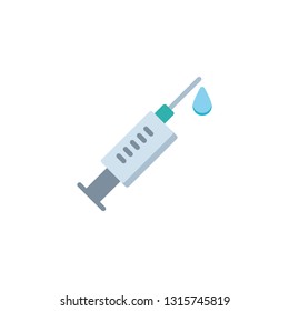 Syringe injection with medicine drop flat icon, vector sign, colorful pictogram isolated on white. Medical syringe symbol, logo illustration. Flat style design