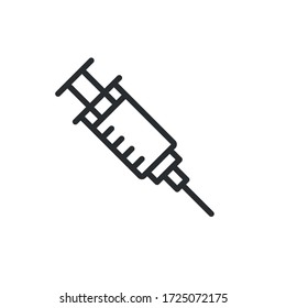 Syringe Injection outline icon - Minimal Drug equipment - Medical symbol - Vector