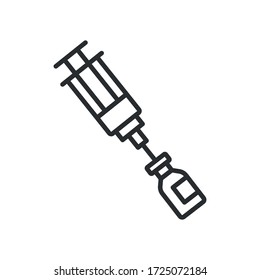 Syringe Injection outline icon - Minimal Drug equipment - Medical symbol - Vector