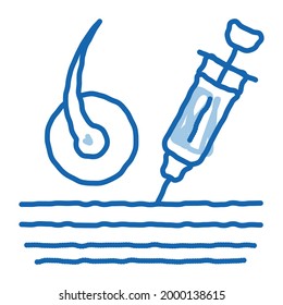 Syringe Injection sketch icon vector. Hand drawn blue doodle line art Syringe Injection sign. isolated symbol illustration