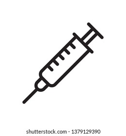 Syringe, Injection, Vaccination in trendy outline style design. Vector graphic illustration. Syringe icon for website design, logo, app, and ui. Editable vector stroke.Pixel perfect. EPS 10.