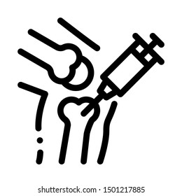 Syringe Injection Vaccine In Bone Vector Icon Thin Line. Contour Illustration
