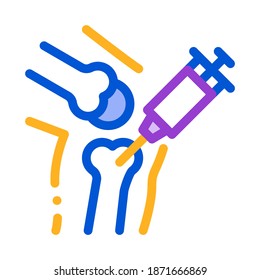 Syringe Injection Vaccine In Bone Vector Icon Thin Line. Orthopedic And Trauma Rehabilitation, Vaccine And Walkers Concept Linear Pictogram. Medical Rehab Goods Illustration