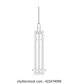 A syringe for injections and blood sampling isolated on white background. Vector illustration.