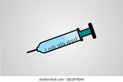 Syringe injector application device with needle cover on.