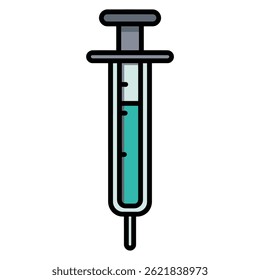 Syringe injects liquid closeup medical treatment isolated