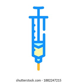 jeringa con un vector de icono de línea de insulina. jeringa con signo de color de insulina. ilustración de símbolo aislado