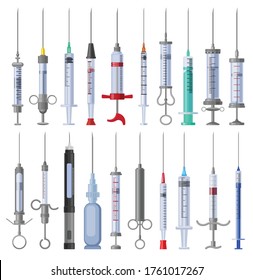 Syringe isolated cartoon set icon. Vector illustration vaccine on white background. Vector cartoon set icon syringe.