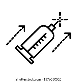 Syringe isolated line icon, beauty injection, hospital medical equipment vector. Vaccination and needle, immunization and medication shot, cosmetology. Botox or hyaluronic acid, outline symbol