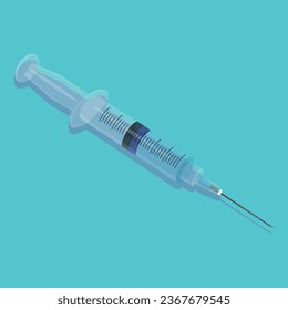 syringe isolated on blue flat background
