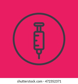 syringe line icon in circle