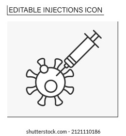 Syringe line icon. Fight with viruses. Injections concept. Isolated vector illustration. Editable stroke