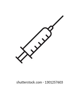 Syringe line icon, hypodermic outline vector icon