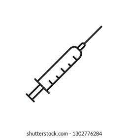 Syringe line icon, hypodermic outline vector icon